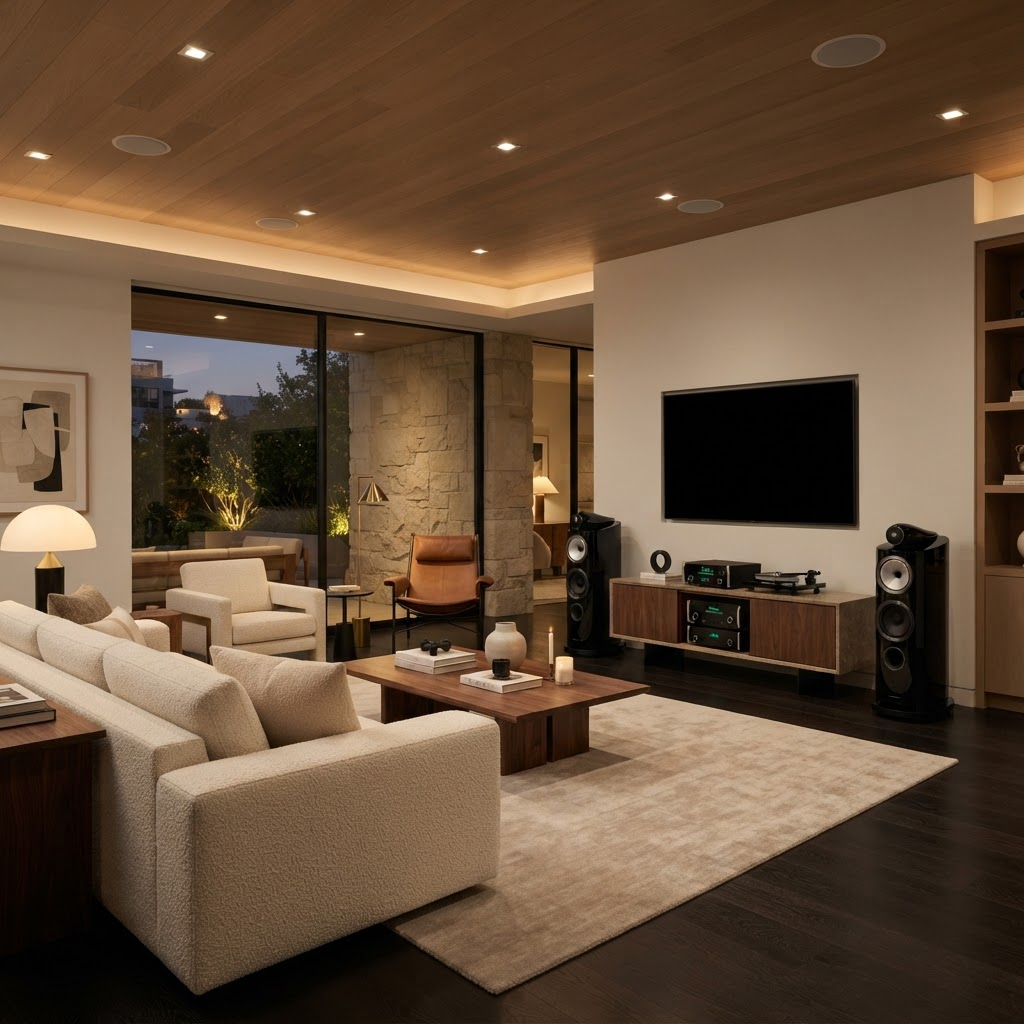 Sophisticated living room with premium integrated speakers